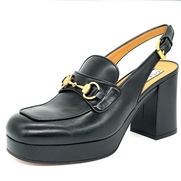 Gucci Lady Horsebit Leather Platform Heels Pumps Sandals Shoes Loafers - Picture 1 of 16